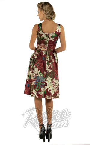 Dolly and Dotty Amanda Dress in Burgundy Botanical Print back