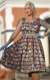 Dolly and Dotty Amanda Owl & Library Book Print Dress model