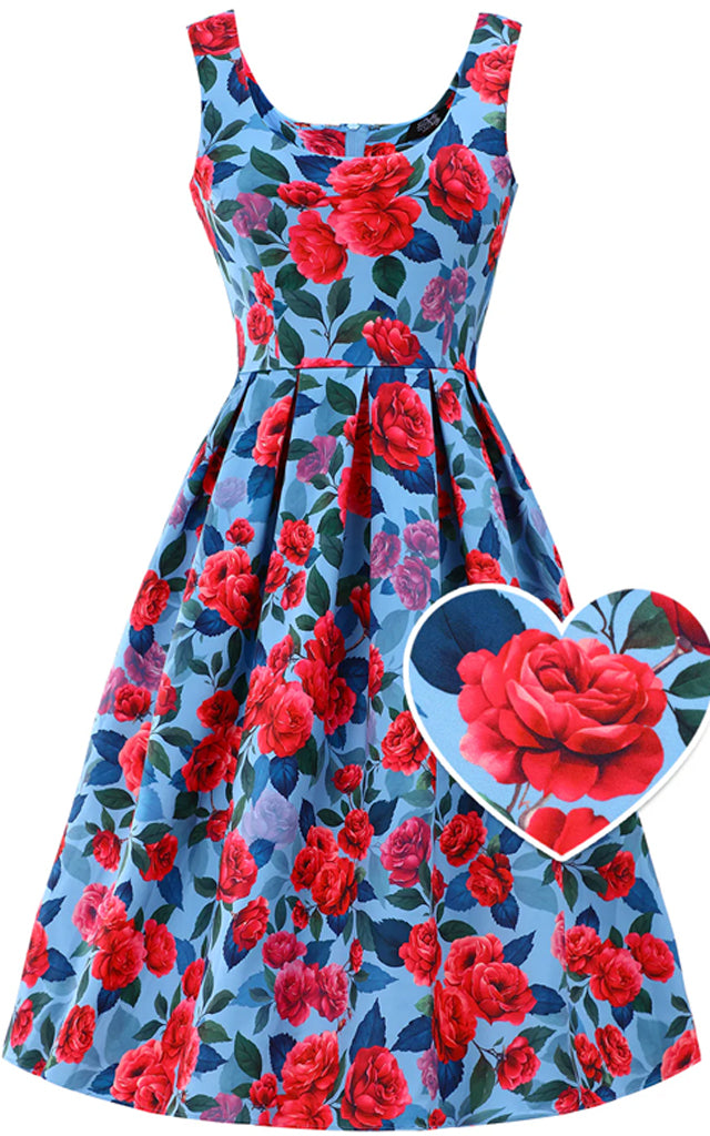 Dolly and Dotty Amanda Dress in Blue & Pink Peony - Pre-Order