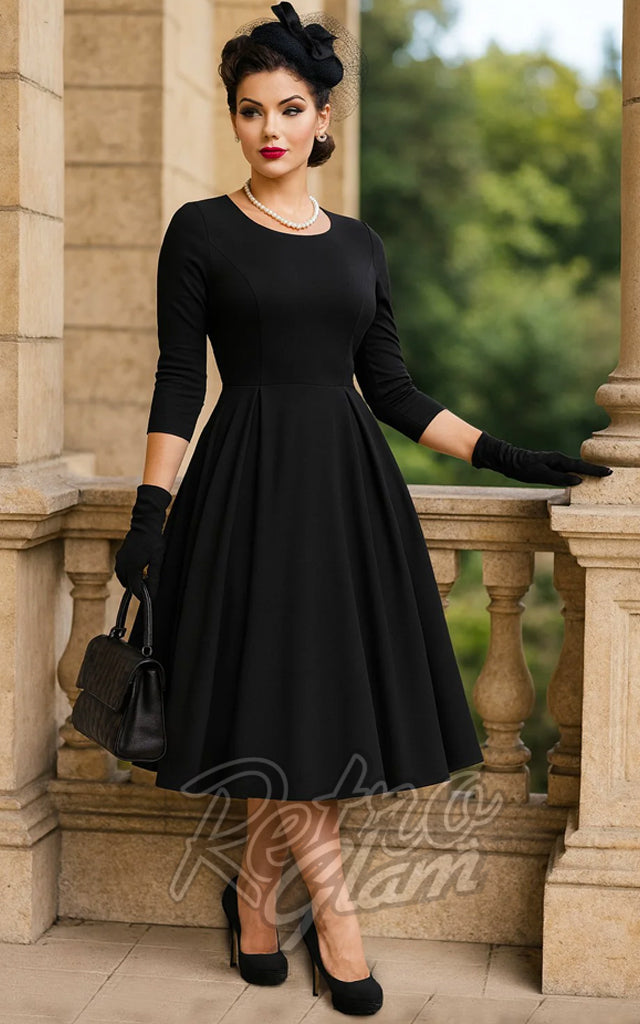 Dolly and Dotty Beatrix 3/4 Sleeve Dress in Black - Pre-Order