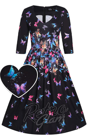 Dolly and Dotty Billie Dress in Black Butterfly Print