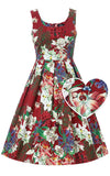 Dolly and Dotty Amanda Dress in Burgundy Botanical Print