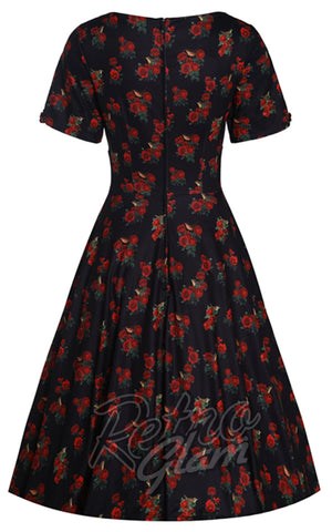 Dolly and Dotty Brenda Dress in Rose & Bird Print back