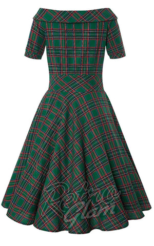 Dolly and Dotty Darlene Dress in Green Tartan cad back