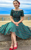 Dolly and Dotty Darlene Dress in Green Tartan pinup