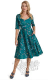 50s pinup dress green with birds