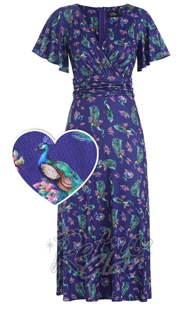 Dolly and Dotty Donna Dress in Peacock Print - L left only