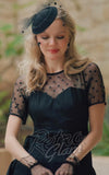 Dolly and Dotty Elizabeth II Mesh Sleeve Dress in Black model detail