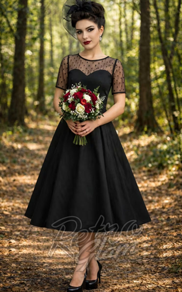 Dolly and Dotty Elizabeth II Mesh Sleeve Dress in Black
