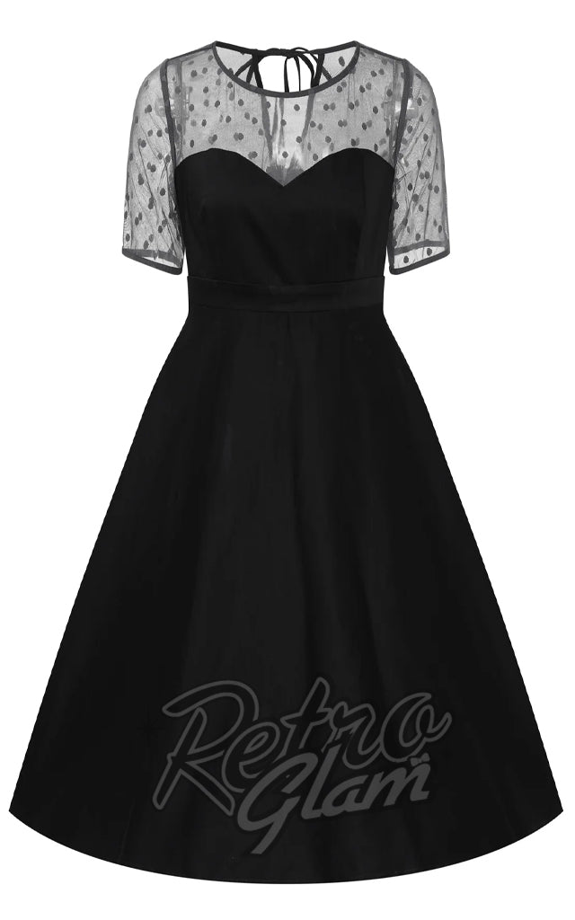 Dolly and Dotty Elizabeth II Mesh Sleeve Dress in Black - Pre-Order