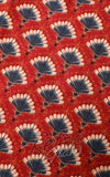 Dolly and Dotty Julia in Brick Red 40s Feather Fan Print fabric