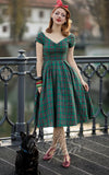 Dolly and Dotty Lily Swing Dress in Green Tartan pinup
