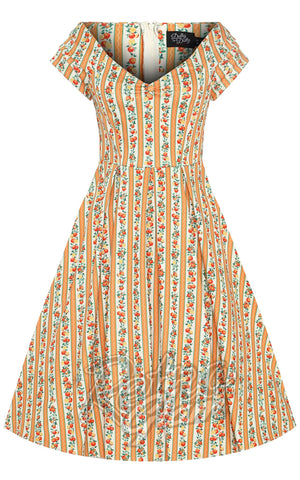 Dolly and Dotty Lily Dress in Orange Stripe Print