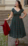 Dolly and Dotty Lily Swing Dress in Green Tartan plus sized