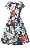 Dolly and Dotty Lily Swing Dress in Navy Tropical Floral Print canada back