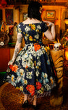 Dolly and Dotty Lily Swing Dress in Navy Tropical Floral Print back