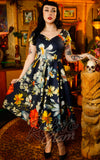 Dolly and Dotty Lily Swing Dress in Navy Tropical Floral Print tiki pinup canada