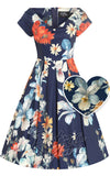 Dolly and Dotty Lily Swing Dress in Navy Tropical Floral Print canada front