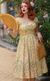 Dolly and Dotty Lily Dress in Orange Stripe Print model pinup