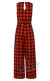 Dolly and Dotty Sylvia Jumpsuit in Red Tartan keyhole back