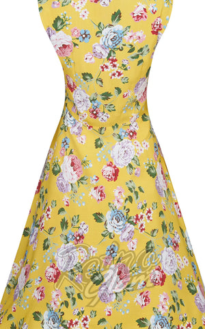 Dolly and Dotty Poppy Shirt Dress in Yellow Floral back