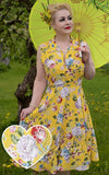 Dolly and Dotty Poppy Shirt Dress in Yellow Floral model