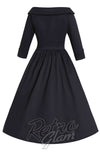 Dolly and Dotty Ruth Retro Long Sleeve Dress in Black cad back