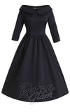 Dolly and Dotty Ruth Retro Long Sleeve Dress in Black cad