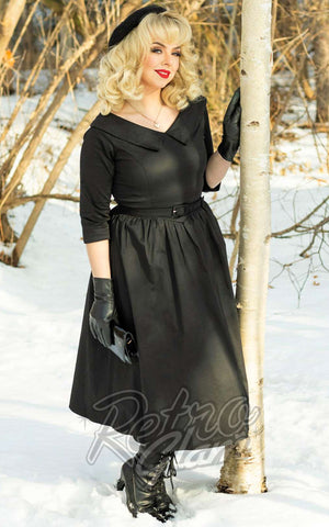 Dolly and Dotty Ruth Retro Long Sleeve Dress in Black