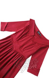 Dolly and Dotty Ruth Retro Long Sleeve Dress in Burgundy bodice