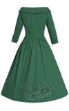 Dolly and Dotty Ruth Retro Long Sleeve Dress in Green cad back