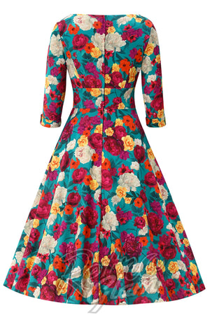 Dolly and Dotty Scarlette Dress in Multi Colour Garden Blossom back