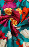 Close-up of colorful floral fabric 