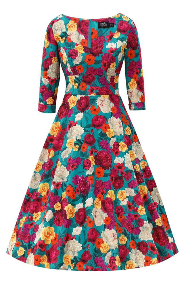 Dolly and Dotty Scarlette Dress in Multi Garden Blossom