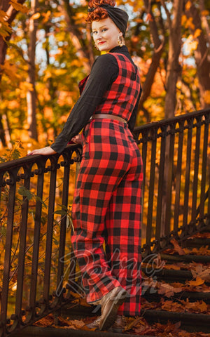Dolly and Dotty Sylvia Jumpsuit in Red Tartan back