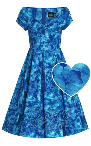 Dolly and Dotty Lily Swing Dress in Blue Watercolour Floral 