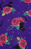 Dolly and Dotty Lily Purple Cat & Rose Print Dress fabric