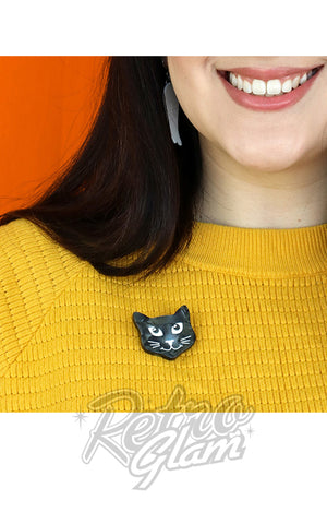 Erstwilder Essentials Cat Head Mini Brooch model