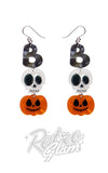 Skull and pumpkin boo earrings halloween