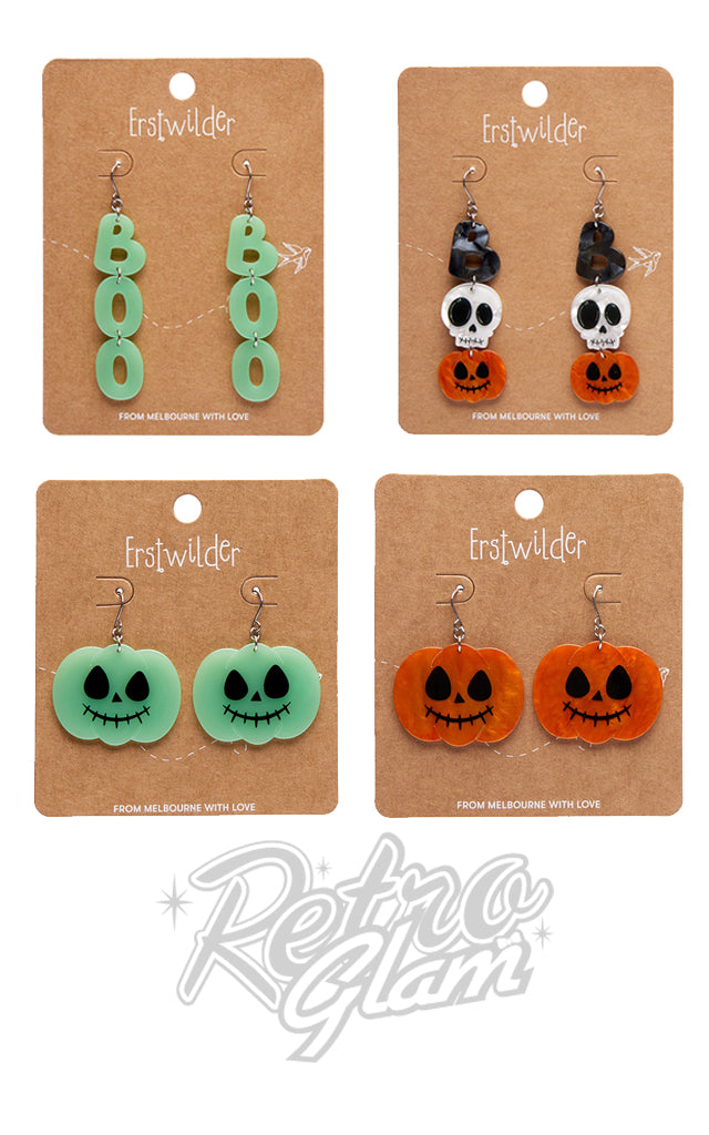 Erstwilder Halloween Earrings - Boo & Jack O Lantern