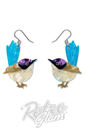 Erstwilder Purple-Crowned Fairy Wren Drop Earrings