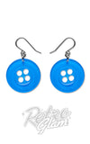 Blue button earrings