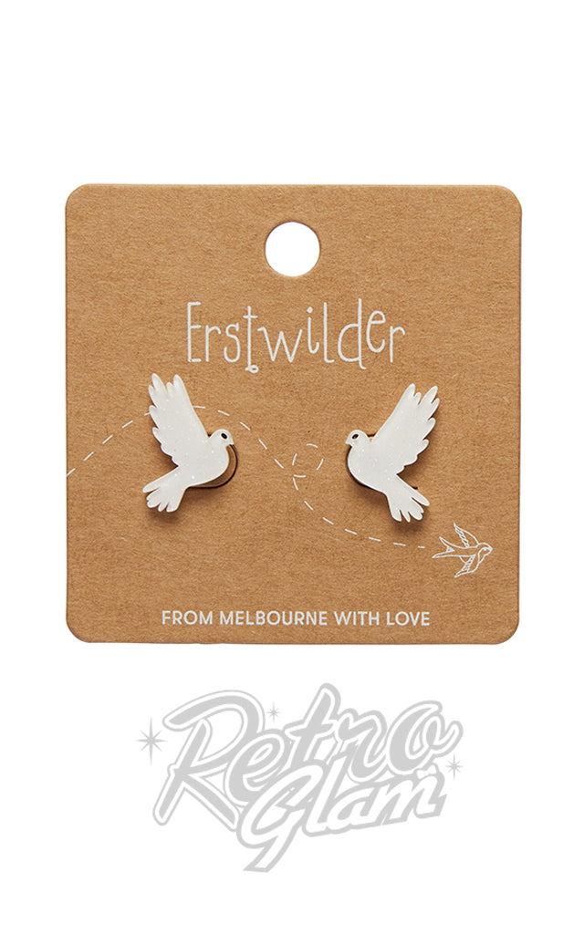 Erstwilder Merry Kitchmas Dove Stud Earings