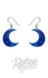 Crescent moon earrings blue