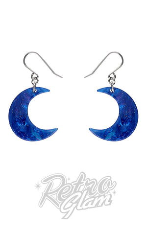 Crescent moon earrings blue