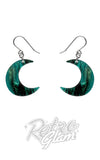Crescent moon earrings green