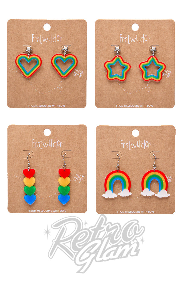Erstwilder Rainbow Brite Essential Earrings - Hearts left only