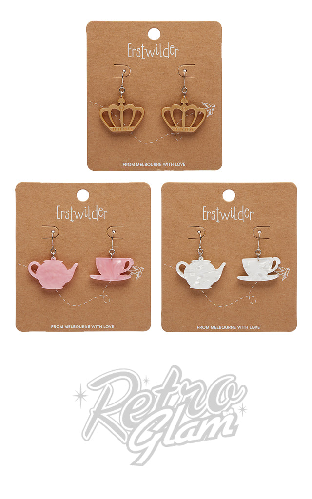 Erstwilder London Calling Essential Earrings - Crown & Pink Tea left only!