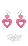 Erstwilder Earrings double heart pink valentines
