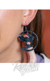 Black moon and bat earrings halloween